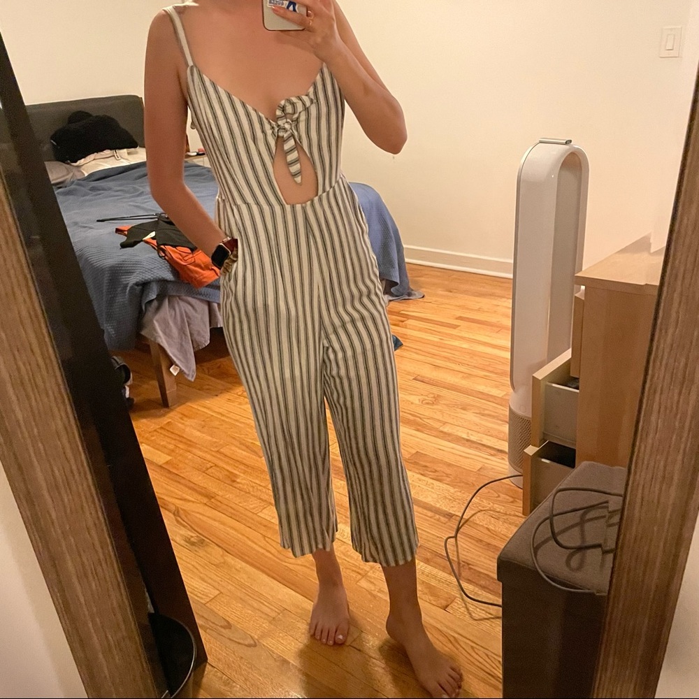 Navy/white Striped jumpsuit
